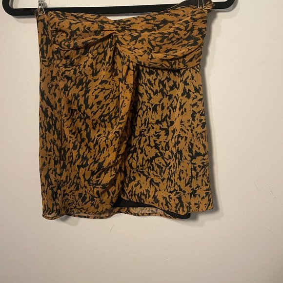 Zara Patterned Wrap Knot Mini Skirt - Small - Picture 3 of 16